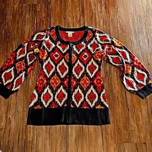 Womens K Jordan Oversized Acrylic Graphic Print Sweater Cardigan Sz XL